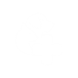 Illustrazione semplice di un cane e di un gatto dietro una croce medica, che rappresenta le cure veterinarie o i servizi per la salute degli animali presso la Clinica Veterinaria Serenissima.