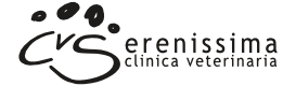SERENISSIMA-ORIZZONTALE-DESKTOP-POSITIVO Logo della Clinica Veterinaria Serenissima a Sacile con l'impronta di una zampa sopra le iniziali stilizzate CVS e il nome della clinica scritto accanto in lettere minuscole.